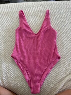 Textured Pink One-Piece Swimsuit